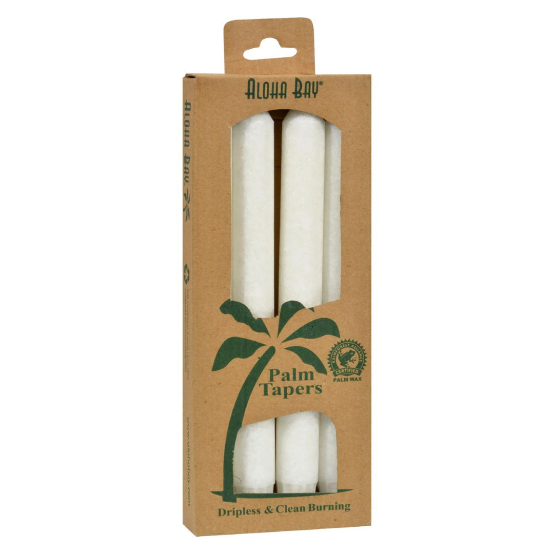 Aloha Bay - Palm Tapers - White - 4 Candles - Maras Green